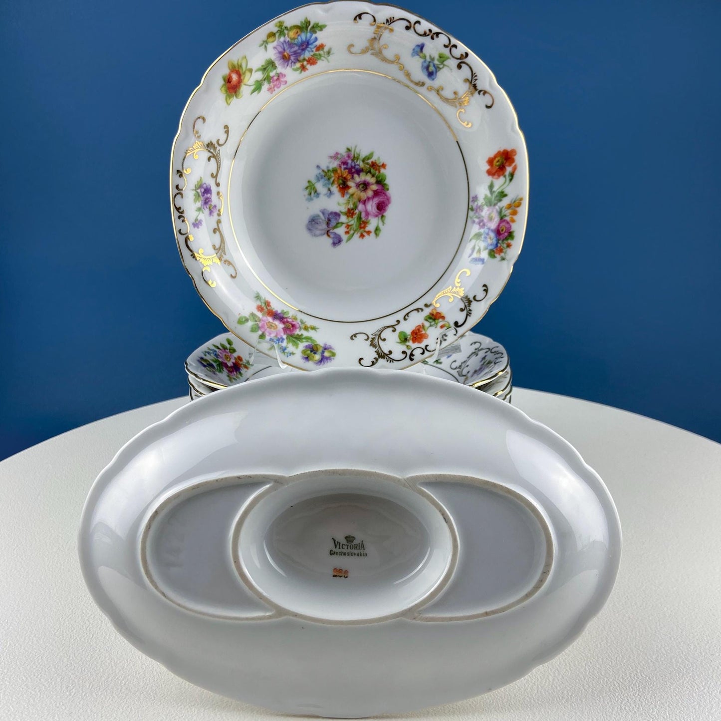 Antique Victoria Czechoslovakia 56 Piece Dish Set. Floral Motif. French Country Living. Dining Room Table Decor. Gift for Him Her. - Tampa Home & Garden Store