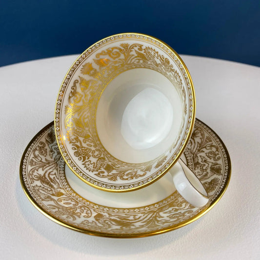 Wedgewood Tea Cup and Saucer with Florentine gold dragon motif on Tampa Home & Garden Store