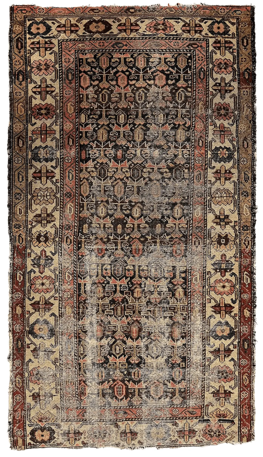 Antique Malayer Persian rug 3x6 with red, ivory and black tones and ornate border Rugistan on Tampa Home & Garden Store
