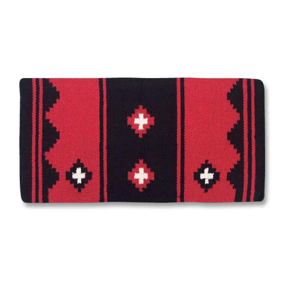 Apache Acrylic Blend saddle blanket 36x34 red and black geometric Mayatex on Tampa Home & Garden Store