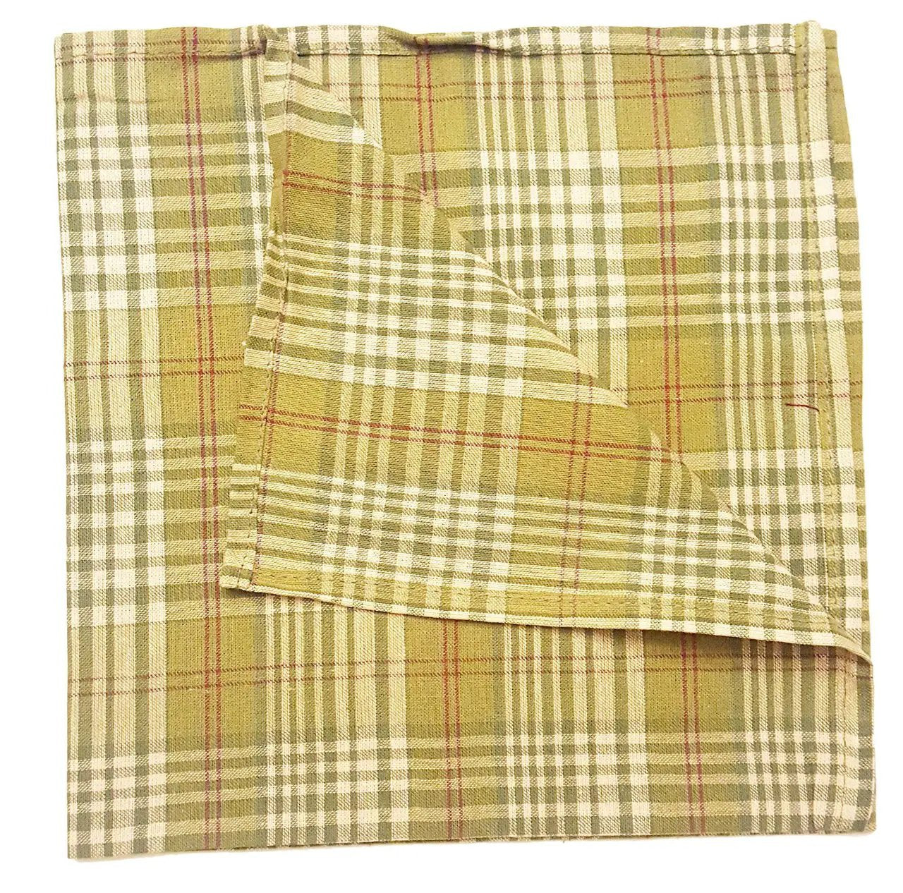 Holly Checks Napkin Sage and Beige plaid, cotton cloth napkin by The Country Christmas Loft on Tampa Home & Garden Store