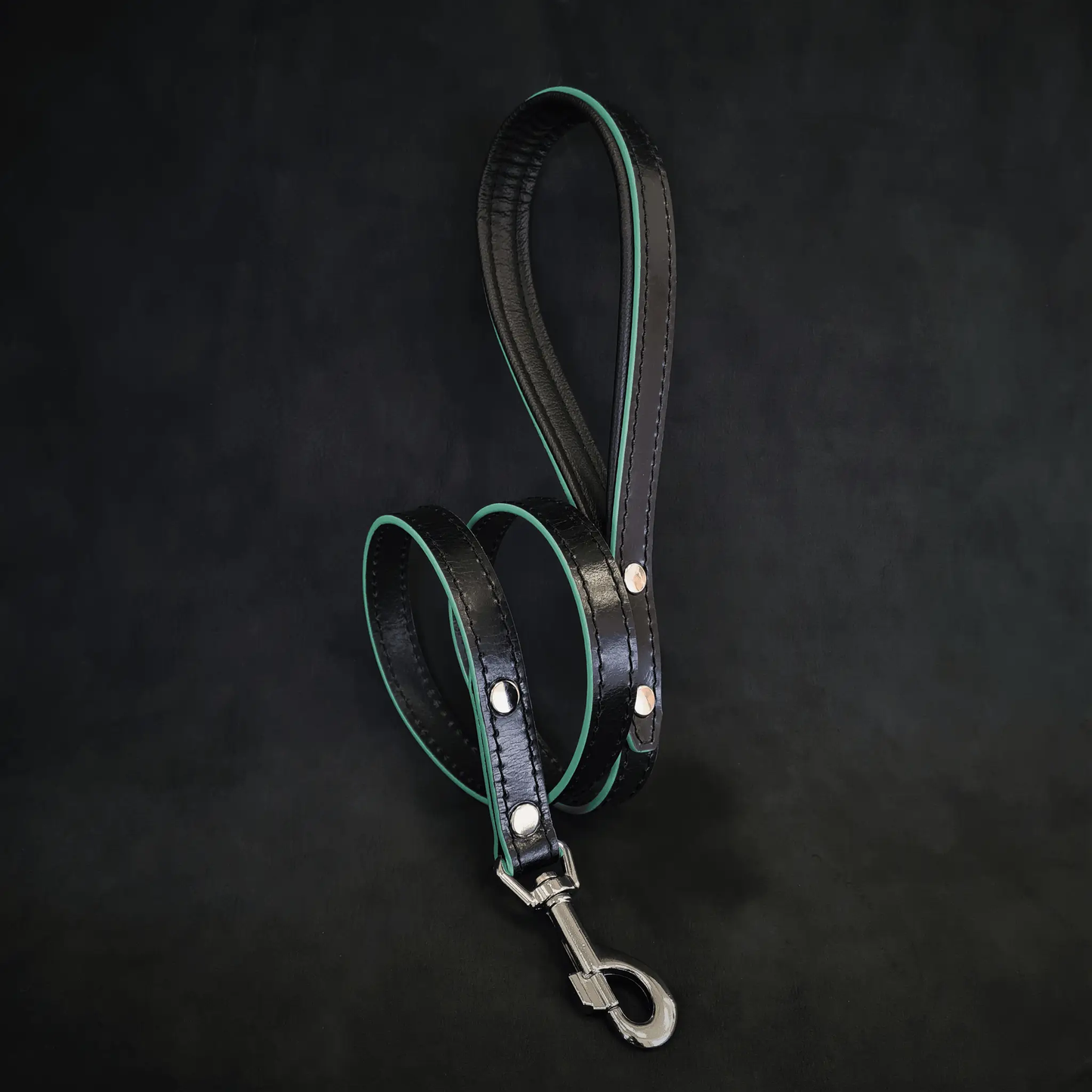 Ariel Leather Dog Leash With Pink Edge by Bestia Dog Gear, black leather with pink edge on Tampa Home & Garden Store
