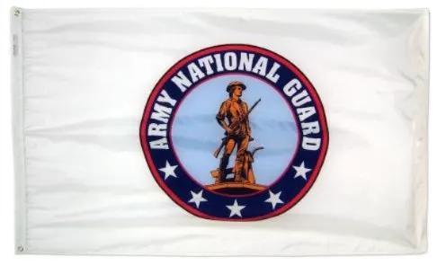 Army National Guard outdoor flag 3x5 white fabric with circular emblem on Tampa Home & Garden Store