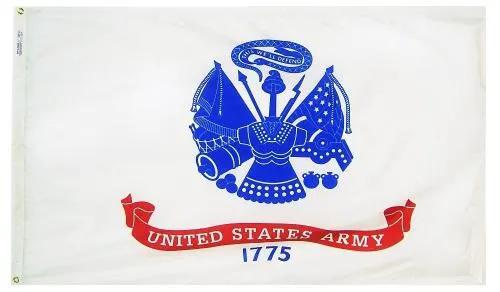 Army outdoor flag with blue U.S. Army emblem and red 1775 banner on white background on Tampa Home & Garden Store