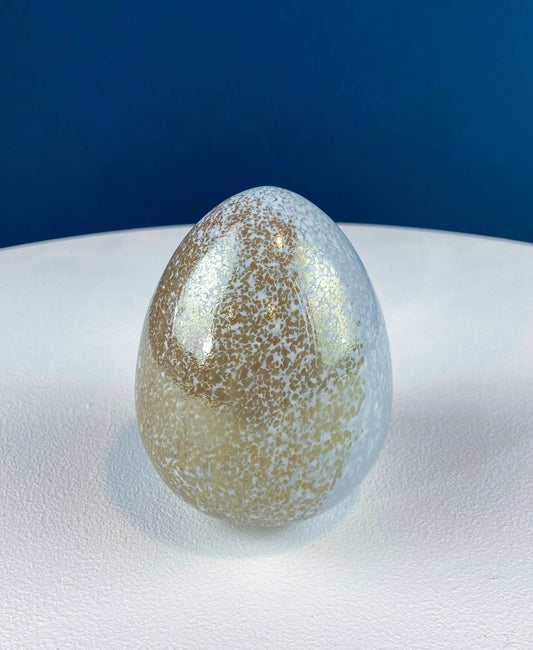 Art Glass Egg with gold-speckled pattern in clear glass on Tampa Home & Garden Store