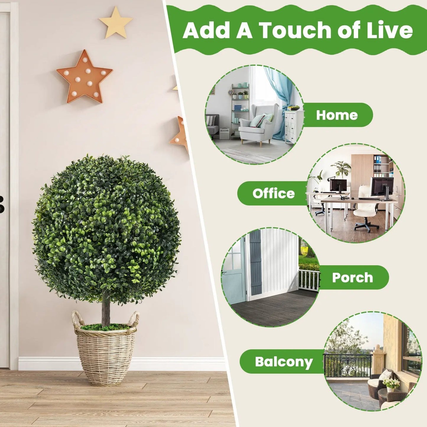 Artificial Ball Tree set of 2 with Natural Look and Water Resistance - Tampa Home & Garden Store