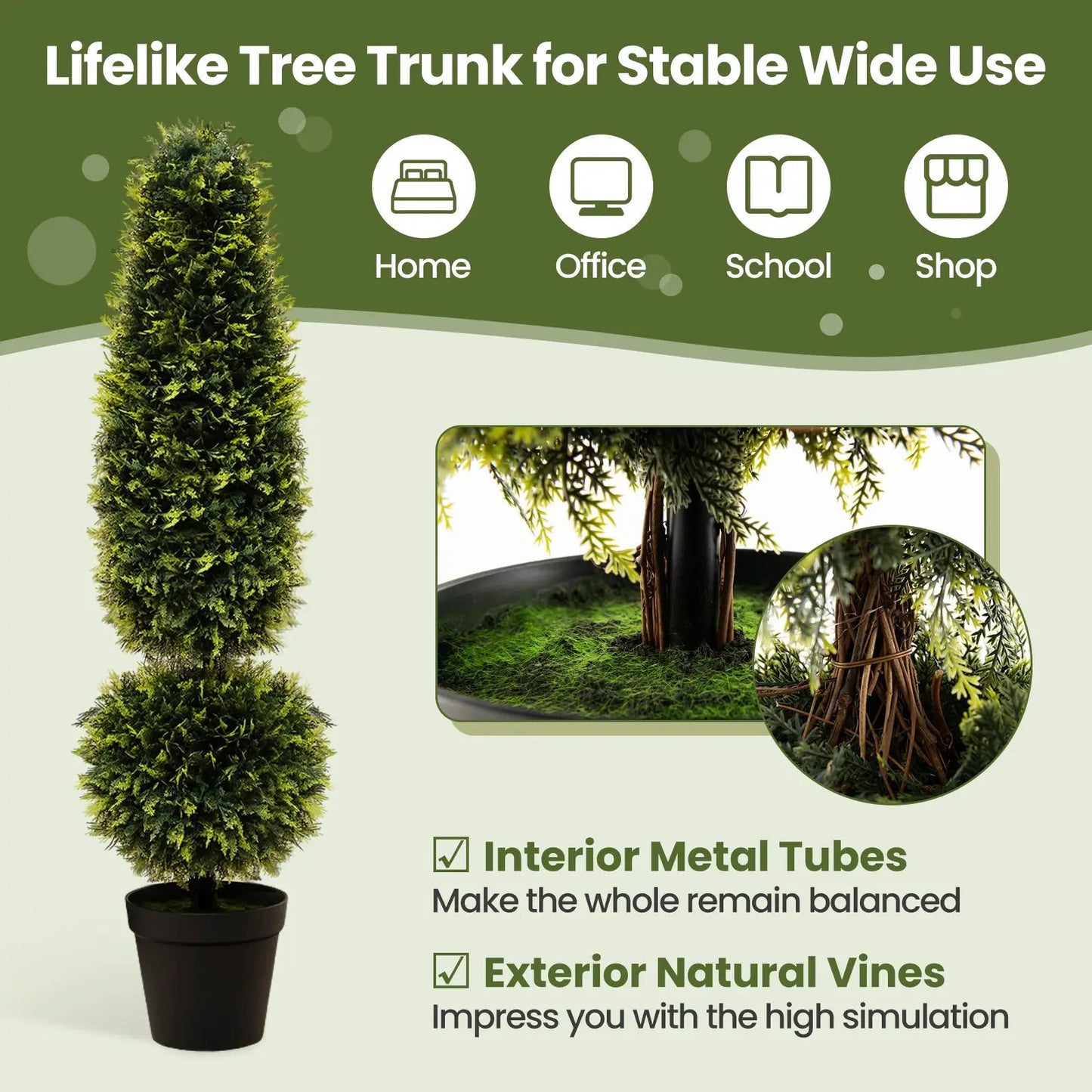 4 Feet Artificial Boxwood Topiary Tree with Natural Vines and PE Leaves-Green - Tampa Home & Garden Store