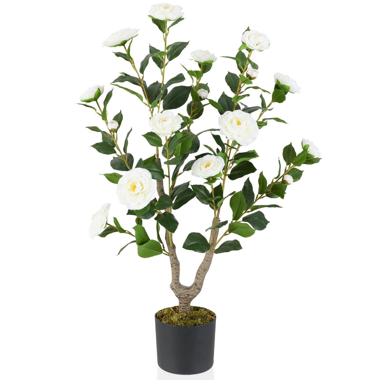 Árbol de Camelia Artificial de 36 Pulgadas con Flor Floreciente, 1 Unidad - Naranja