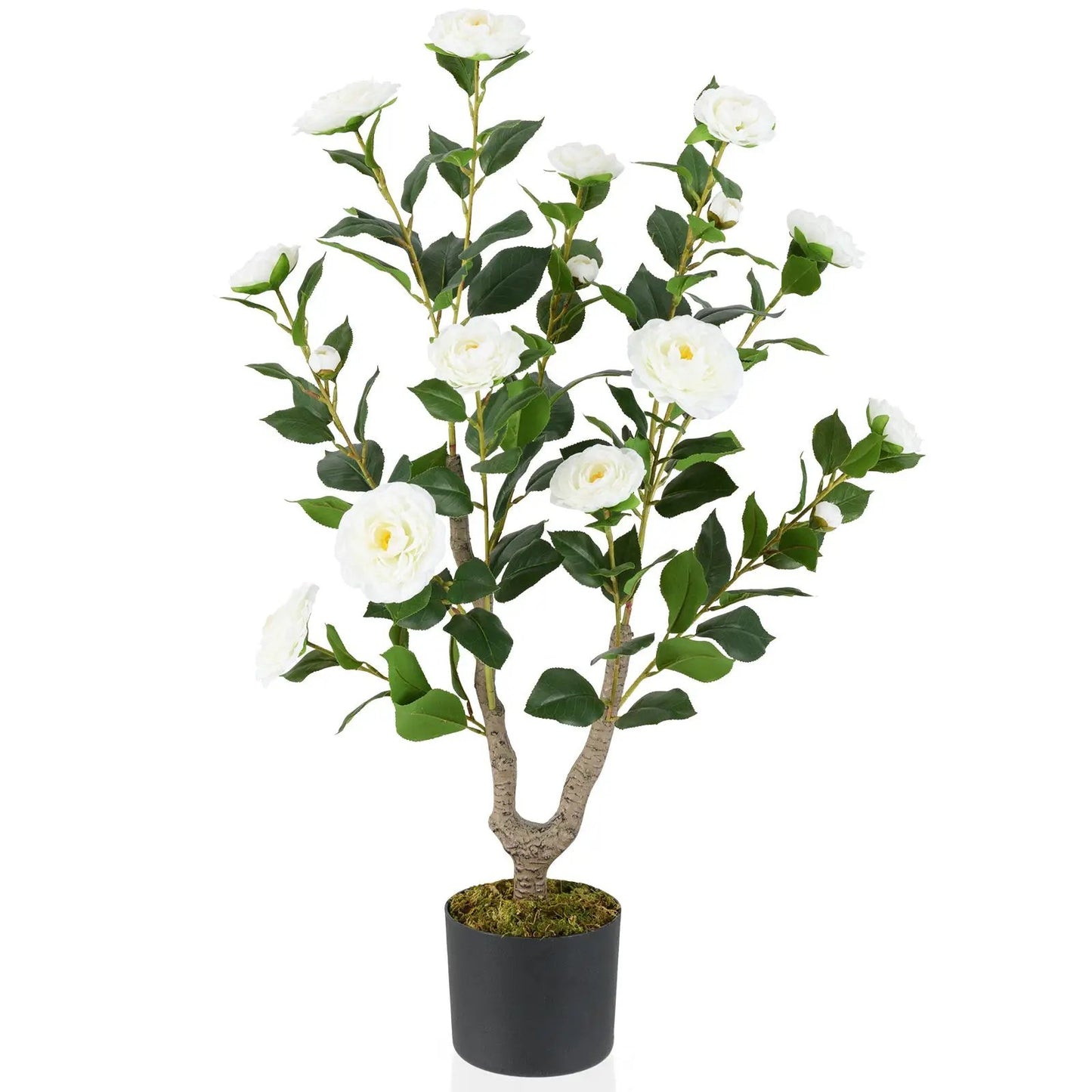 36 Inch Artificial Camellia Tree with Blooming Flower 1 Pack-Orange - Tampa Home & Garden Store
