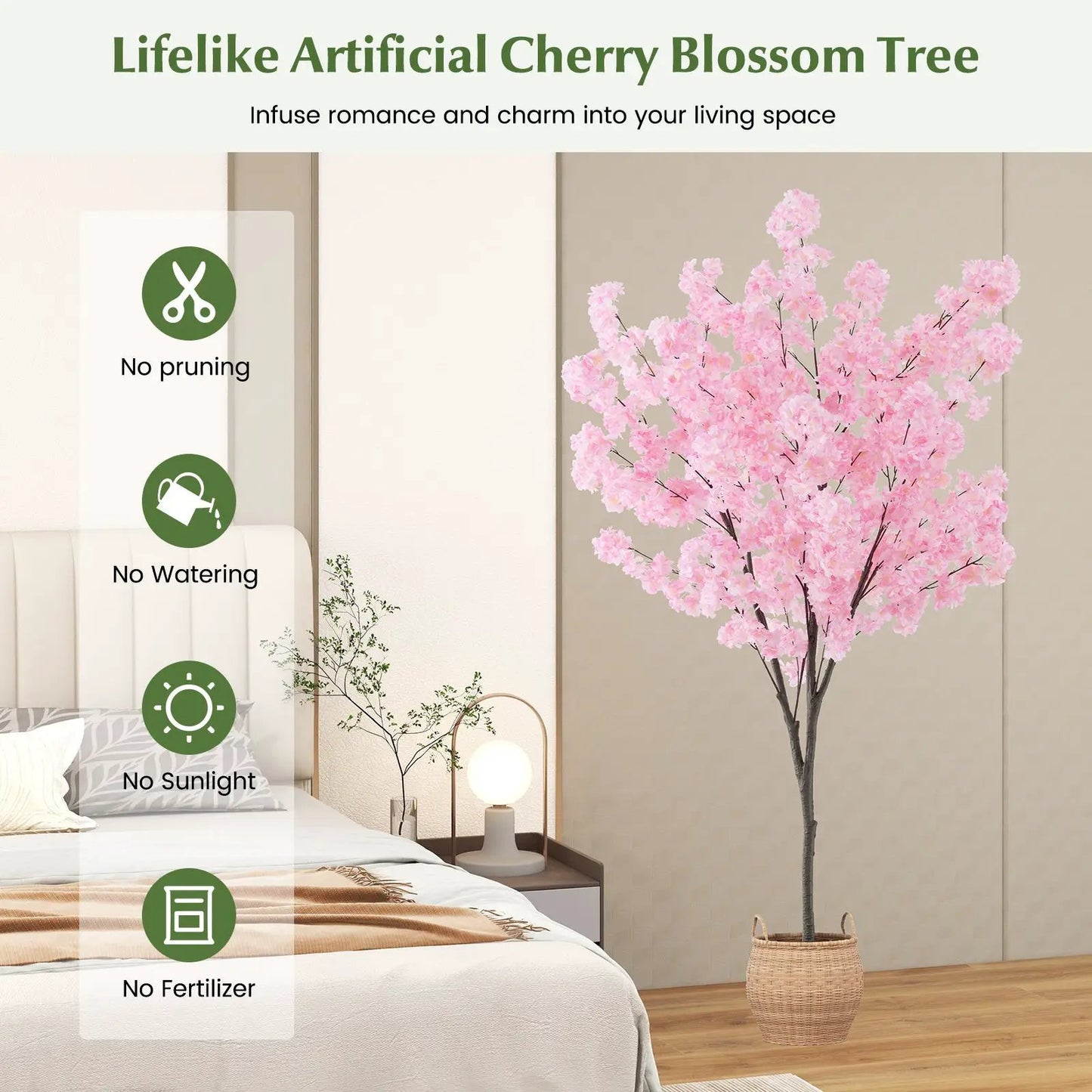 6.5 FT Tall Artificial Cherry Blossom Tree with 900 Pink Flowers - Tampa Home & Garden Store