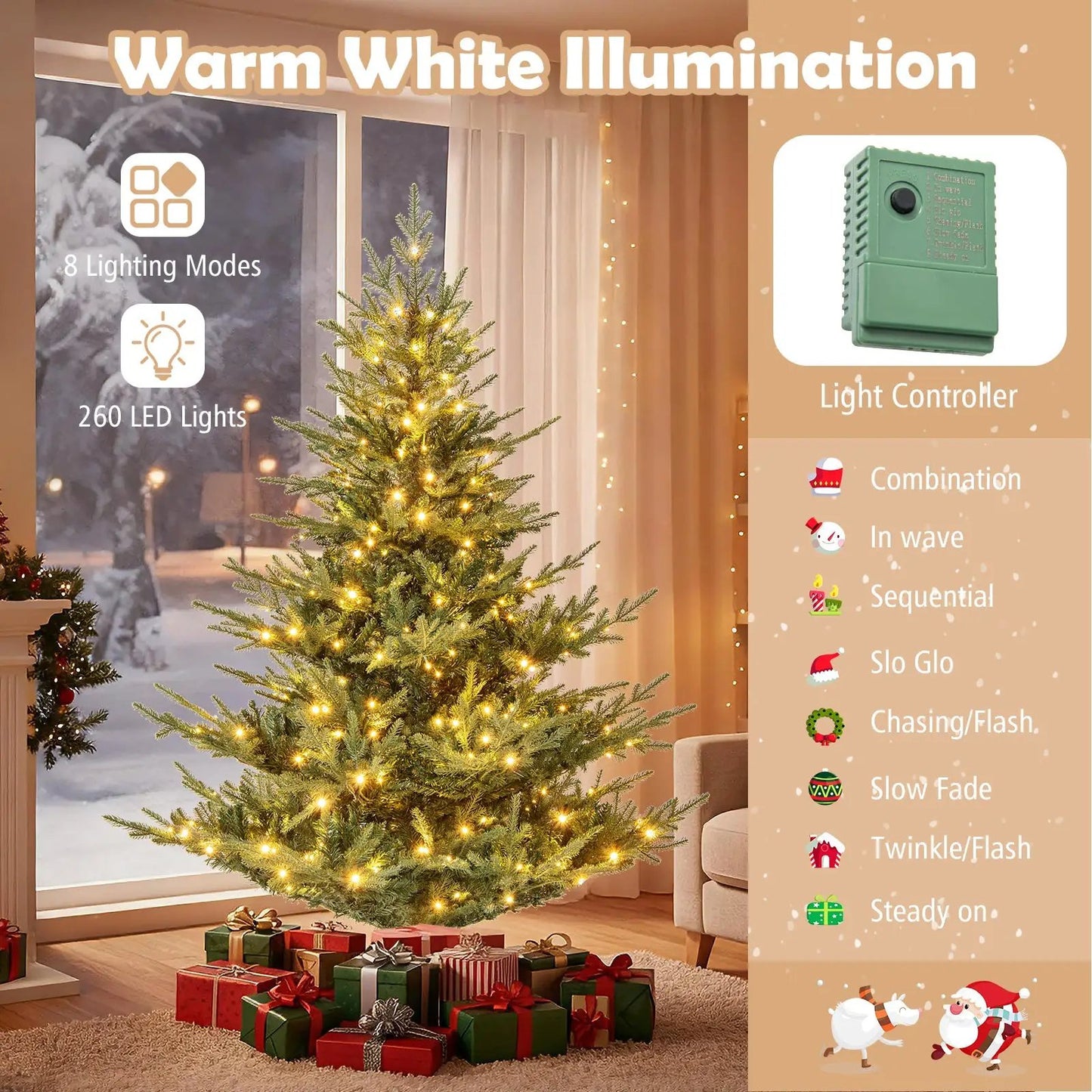 Artificial Christmas Tree 7 ft with warm white LED lights by DirectDeals on Tampa Home & Garden Store