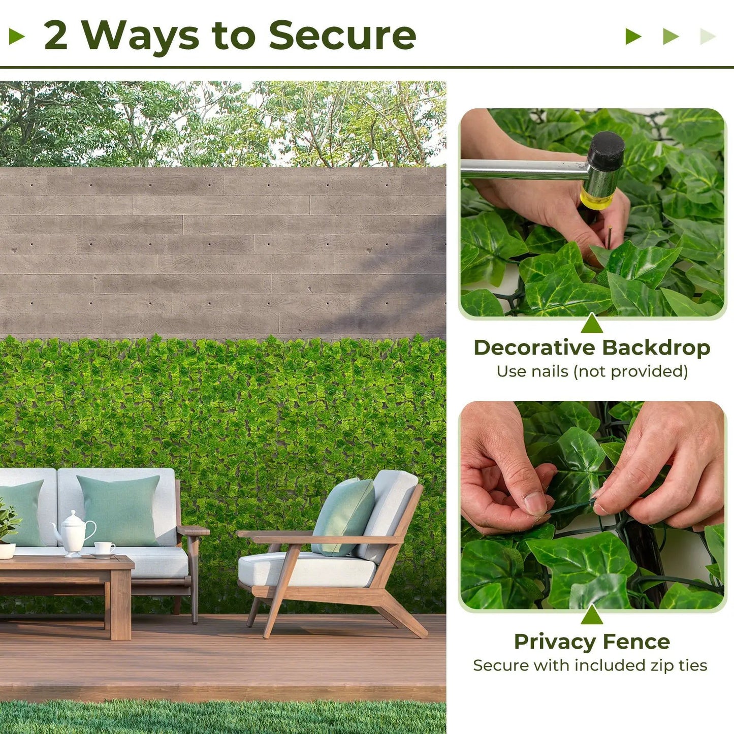 120 x 40 Inch Artificial Ivy Privacy Fence Faux Ivy Vines Covering - Tampa Home & Garden Store