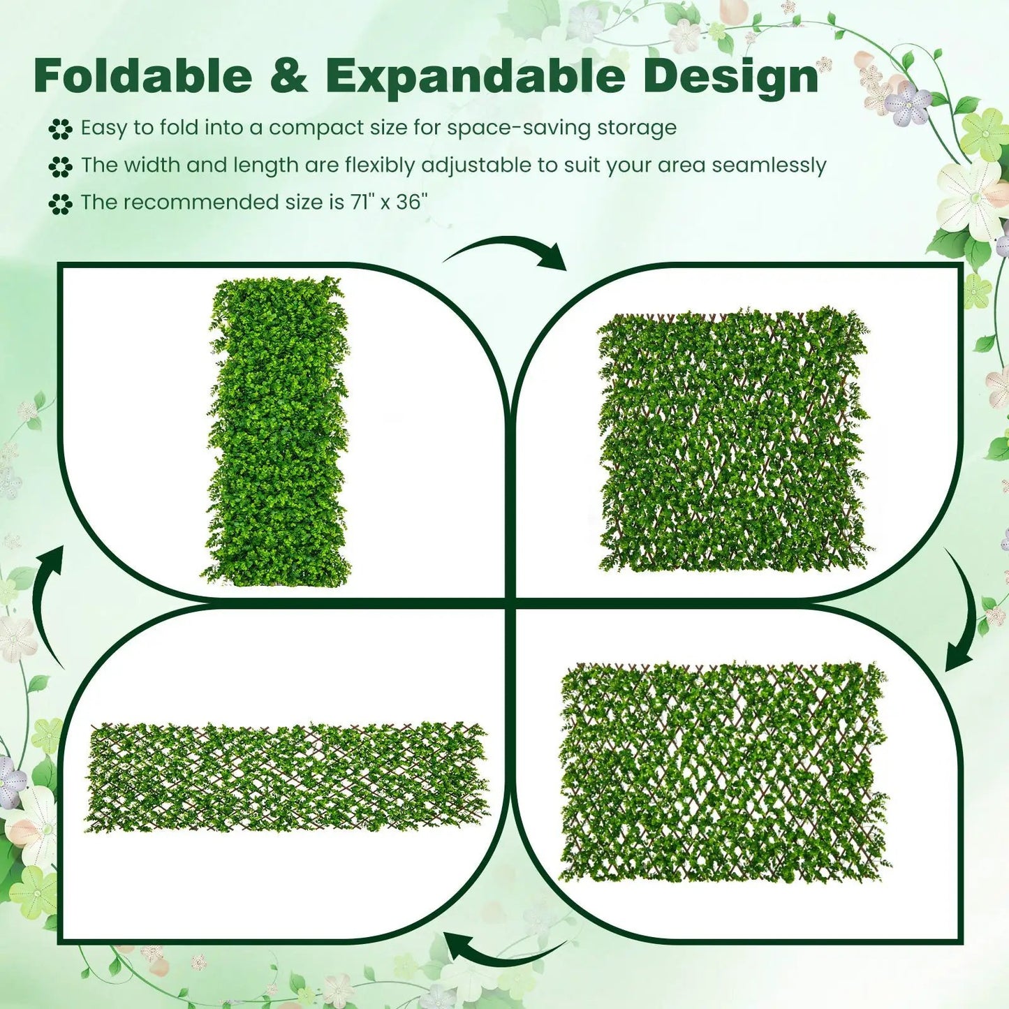 Expandable Fence Privacy Screen and Hedge, green artificial hedge by DirectDeals on Tampa Home & Garden Store