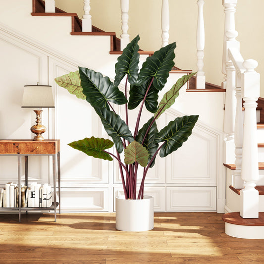 Artificial Rainbow Taro Tree 63" Tall with 11 Faux Leaves - Tampa Home & Garden Store
