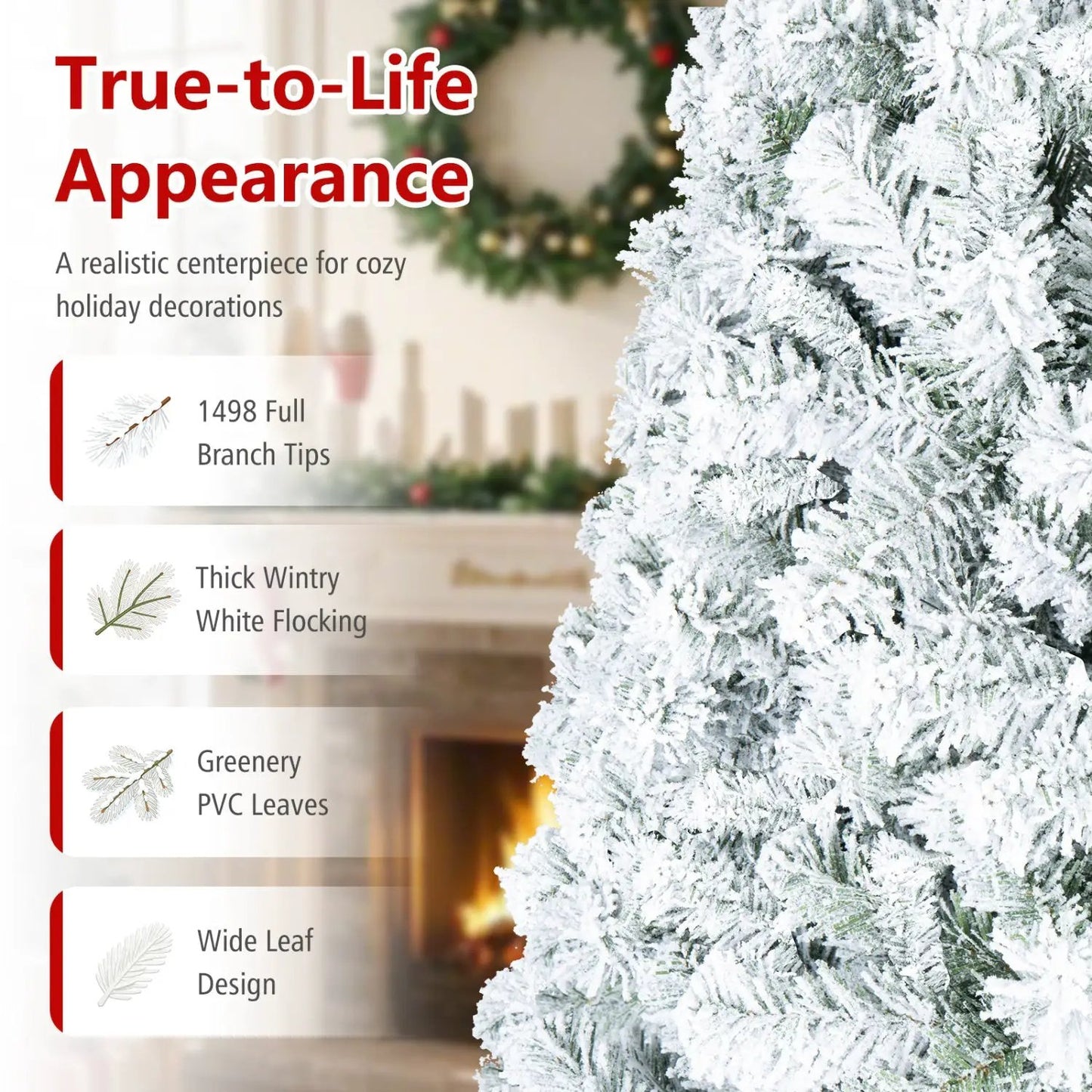 Snow-Flocked Artificial Christmas Tree with Stand