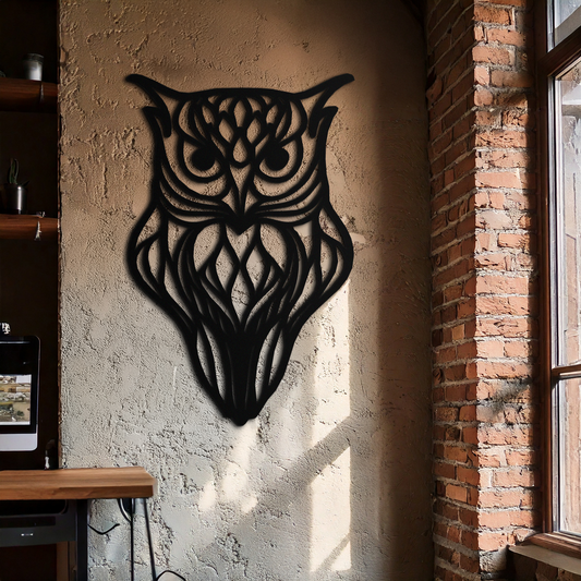 Artistic Owl Silhouette Metal Wall Art – Intricate Black Animal Decor- KAF546 - Tampa Home & Garden Store
