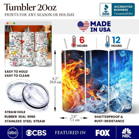 Tumbler Funny Goose 20oz with lid and stainless straw, 3 goose designs on Tampa Home & Garden Store