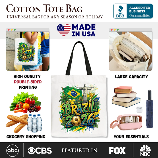 Brazil 2026 Soccer Cup Tote Bag for Fans