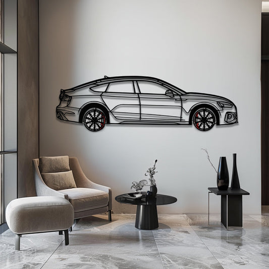 Audi RS5 Metal Car Wall Art with Rotating Wheels - Performance Sportback Silhouette Decor - Interactive Automotive Wall Art - KAFMEKA097 - Tampa Home & Garden Store