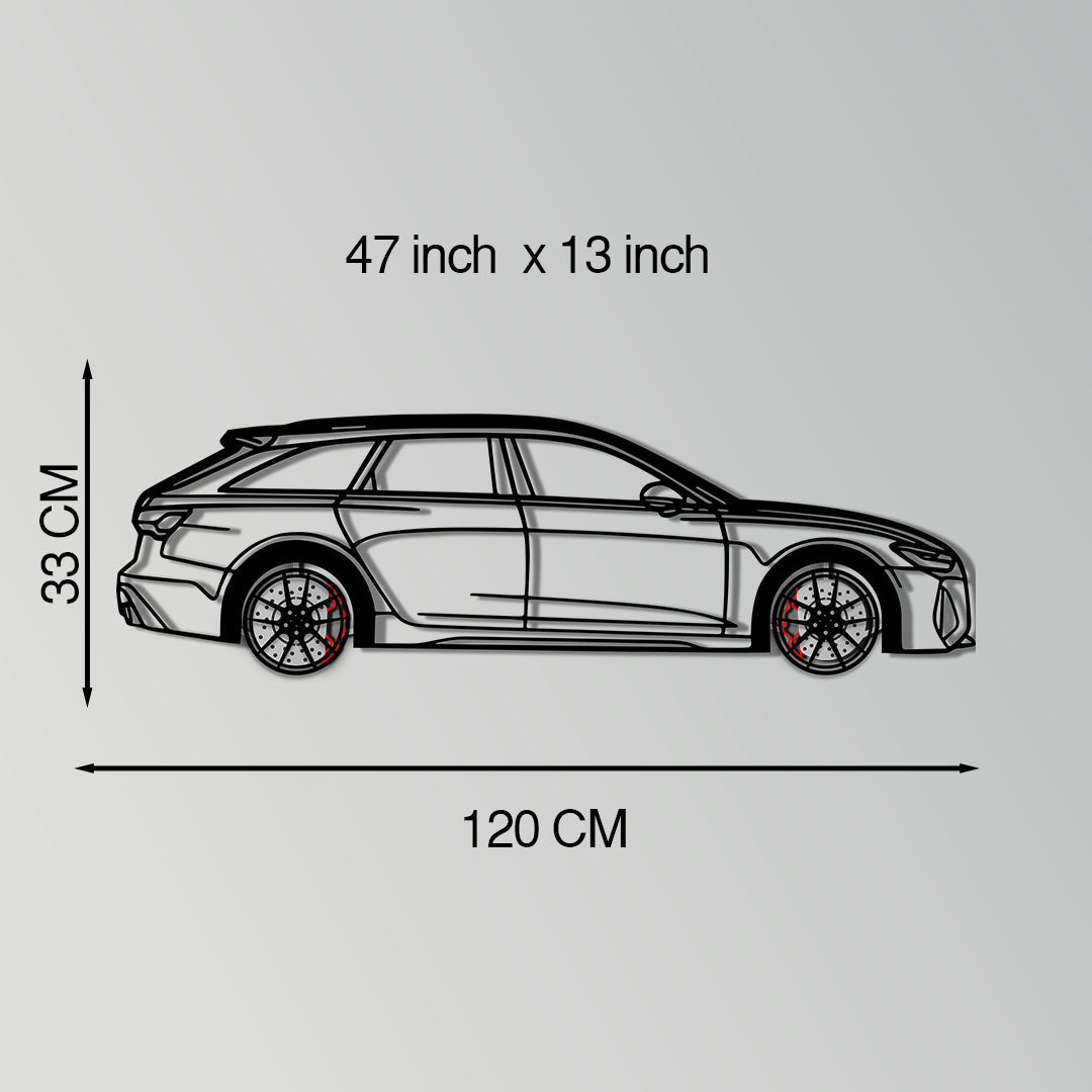 Audi RS6 Avant Metal Car Wall Art with Rotating Wheels - Super Wagon Silhouette Decor - Interactive Automotive Wall Art - KAFMEKA098 - Tampa Home & Garden Store