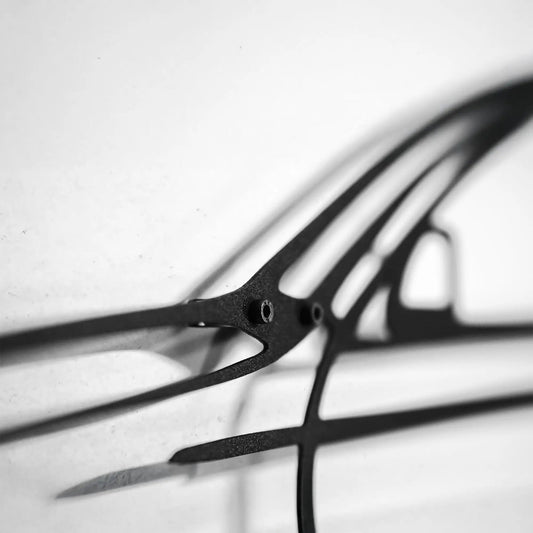 Audi S4 wall art metal silhouette in black steel with mounting screws on Tampa Home & Garden Store