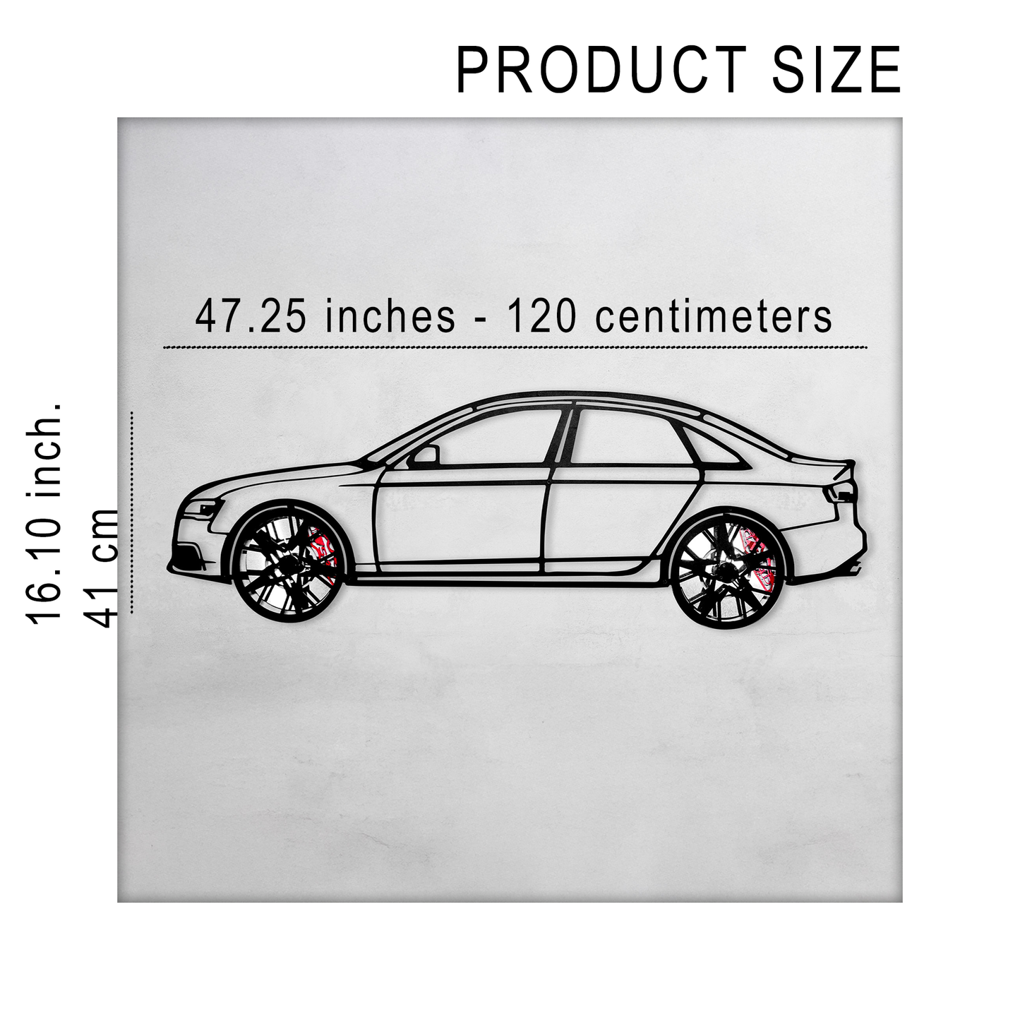 Audi S4 Wall Art – Steel Silhouette with Spinning Wheels -KAFMEKA011 - Tampa Home & Garden Store