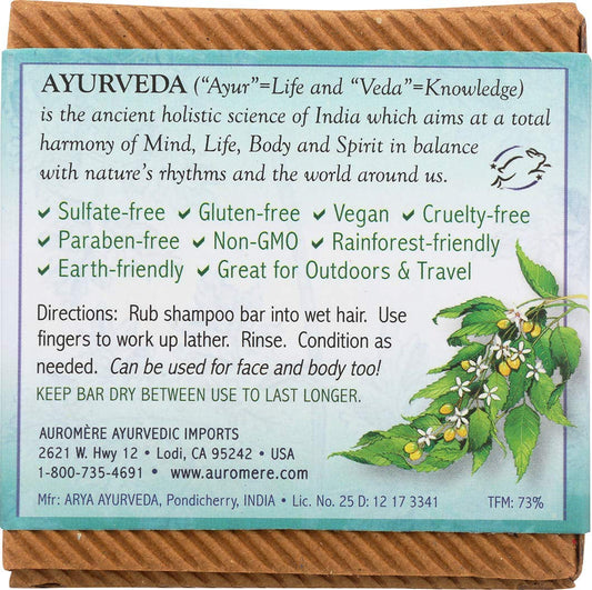 Auromère Ayurvedic Shampoo Bar – Tulsi-Spice | All-in-One Hair & Body Soap | Vegan, Zero-Waste, Neem & Herbal Formula (4.23 oz) - Tampa Home & Garden Store