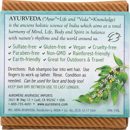 Auromère Tulsi-Spice Ayurvedic Shampoo Bar with turquoise label packaging on Tampa Home & Garden Store