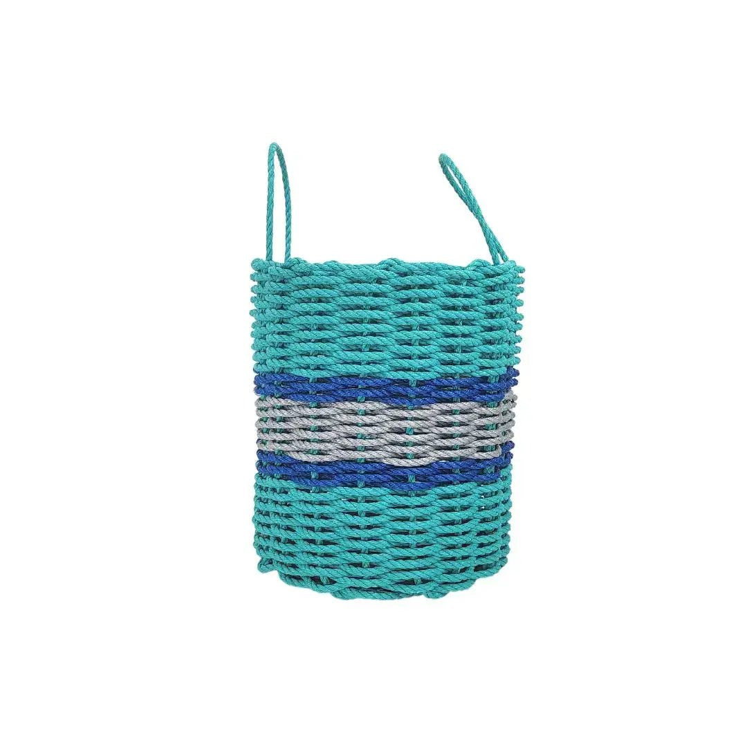 Lobster rope basket teal and gray by Little Salty Rope on Tampa Home & Garden Store