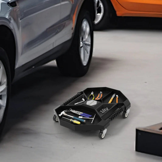 Automotive rolling creeper with 4 swivel casters and a tool tray in black on Tampa Home & Garden Store