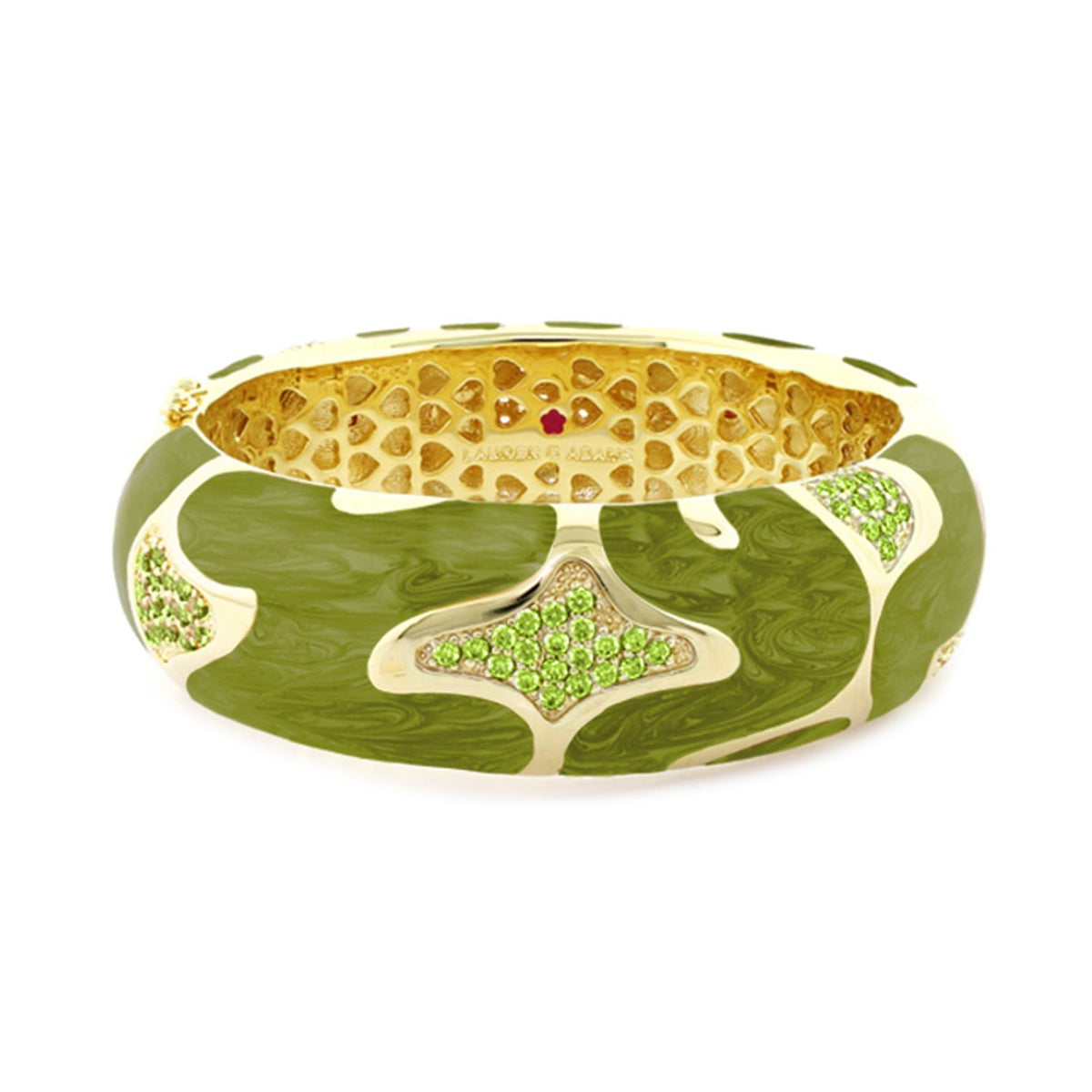 Swirl Tattoo Bangle hinged bracelet in green and gold with lime green stones Lauren G Adams on Tampa Home & Garden Store