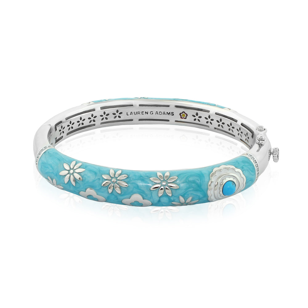 Eau Turtle Bangle Wide Flower Hinge turquoise enamel bracelet by Lauren G Adams on Tampa Home & Garden Store