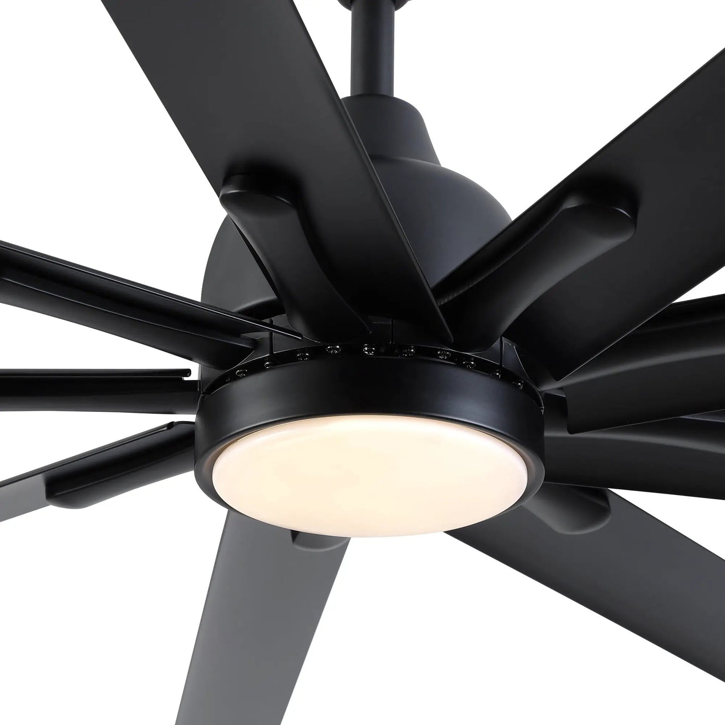 84 inch black ceiling fan with remote control featuring matte black blades and built-in light on Tampa Home & Garden Store