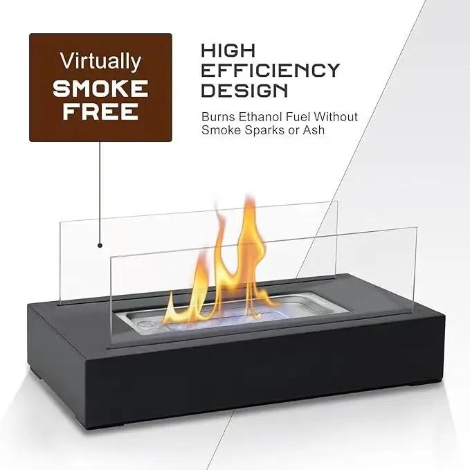 Chimenea de alcohol de sobremesa, chimenea metálica de interior, chimenea rectangular portátil de fuego real, chimenea de exterior