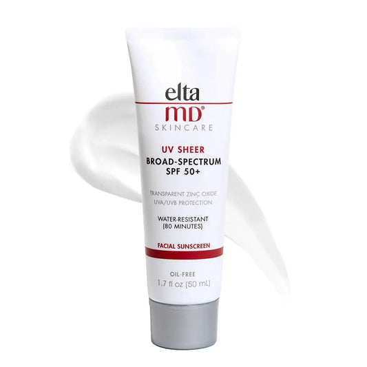 EltaMD UV Sheer Broad-Spectrum SPF 50+ facial sunscreen tube, white with gray cap, 50 mL on Tampa Home & Garden Store