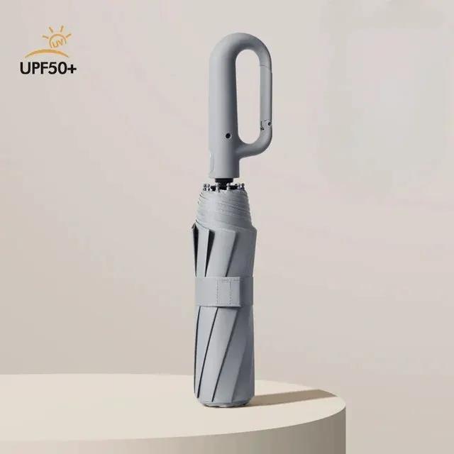 Unisex automatic sunshade umbrella with grey fabric and loop handle UPF50+ UV protection on Tampa Home & Garden Store