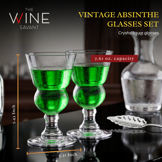 Specialty Absinthe Glasses with Spoon and Tray