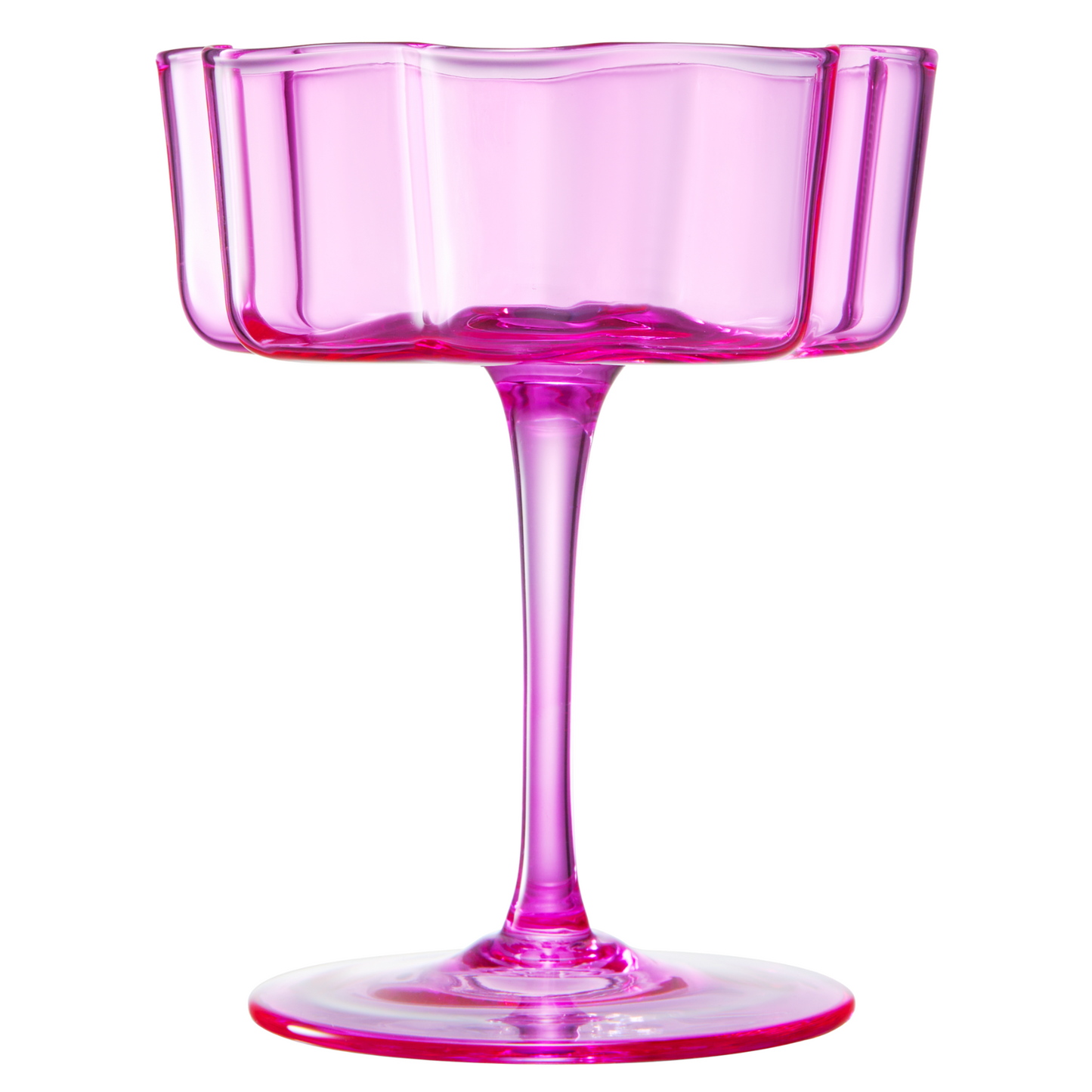 Flower Wave Coupe Glasses Hot Pink and Blush Set