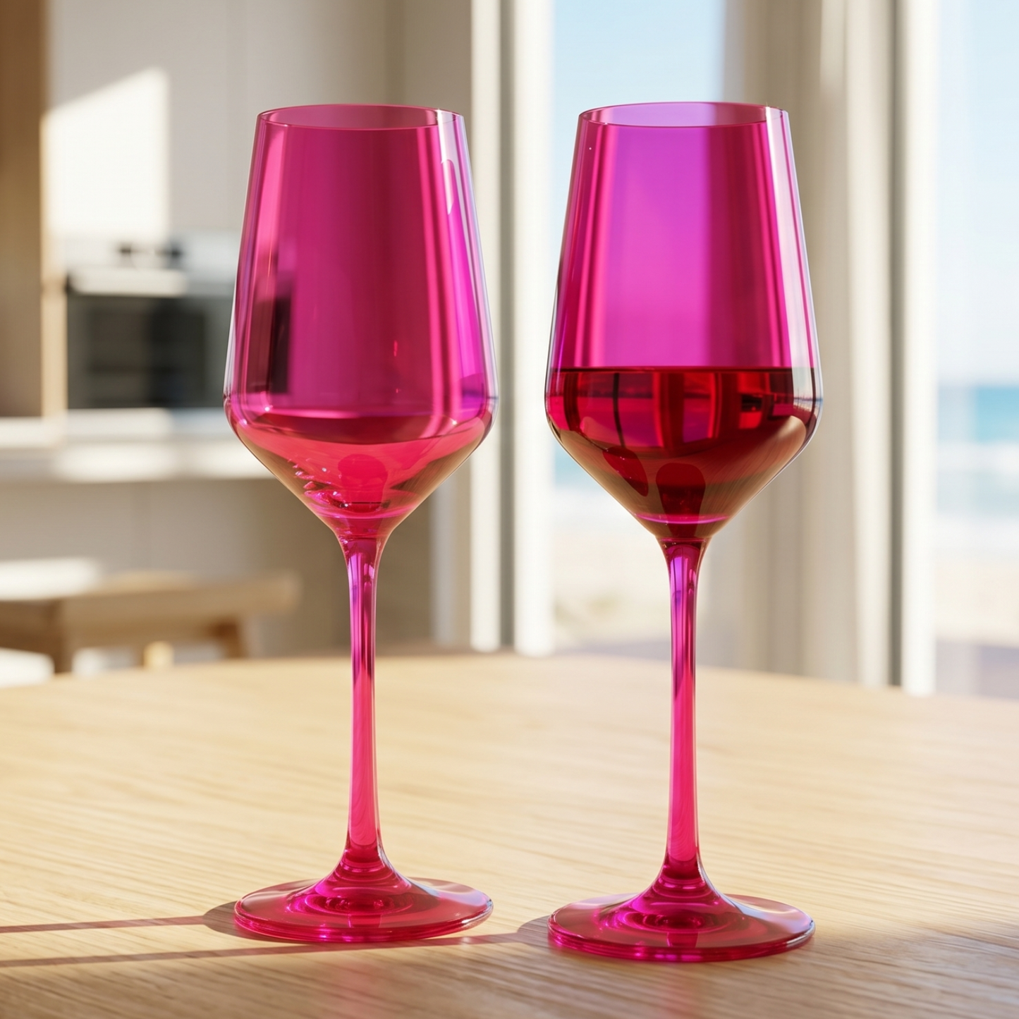 Chica Wine Glasses And Hot Pink Set Of Two