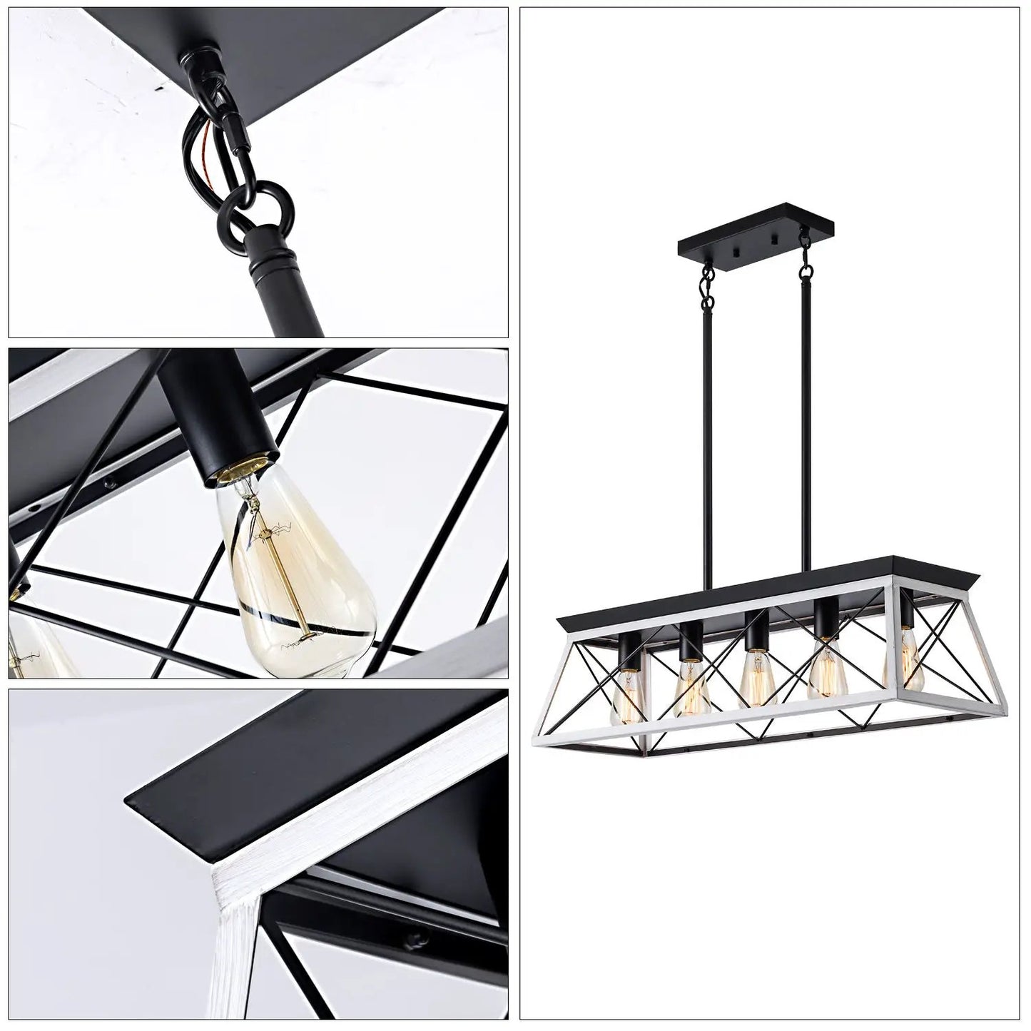 Lámparas de araña de granja de 5 luces para comedor (sin bombillas)
