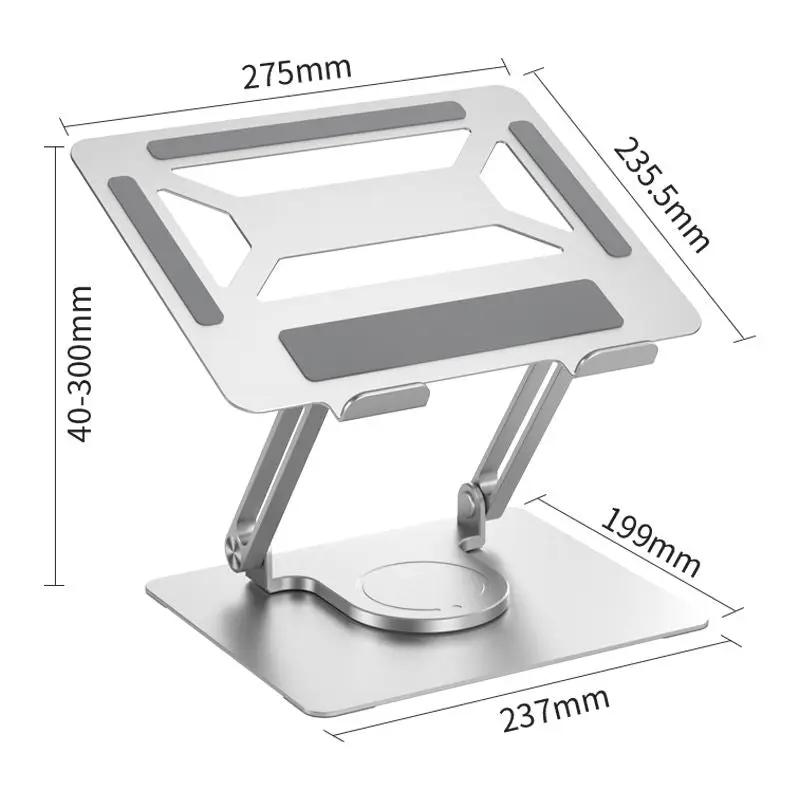 Soporte de aluminio para portátil, soporte de refrigeración para ordenador, plegable de doble polo, rotación continua de 360 grados