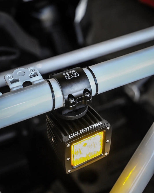 Clamp on mounting tab for 1.75–1.85 in tubing, black with silver collar, on a GGLighting light bracket on Tampa Home & Garden Store