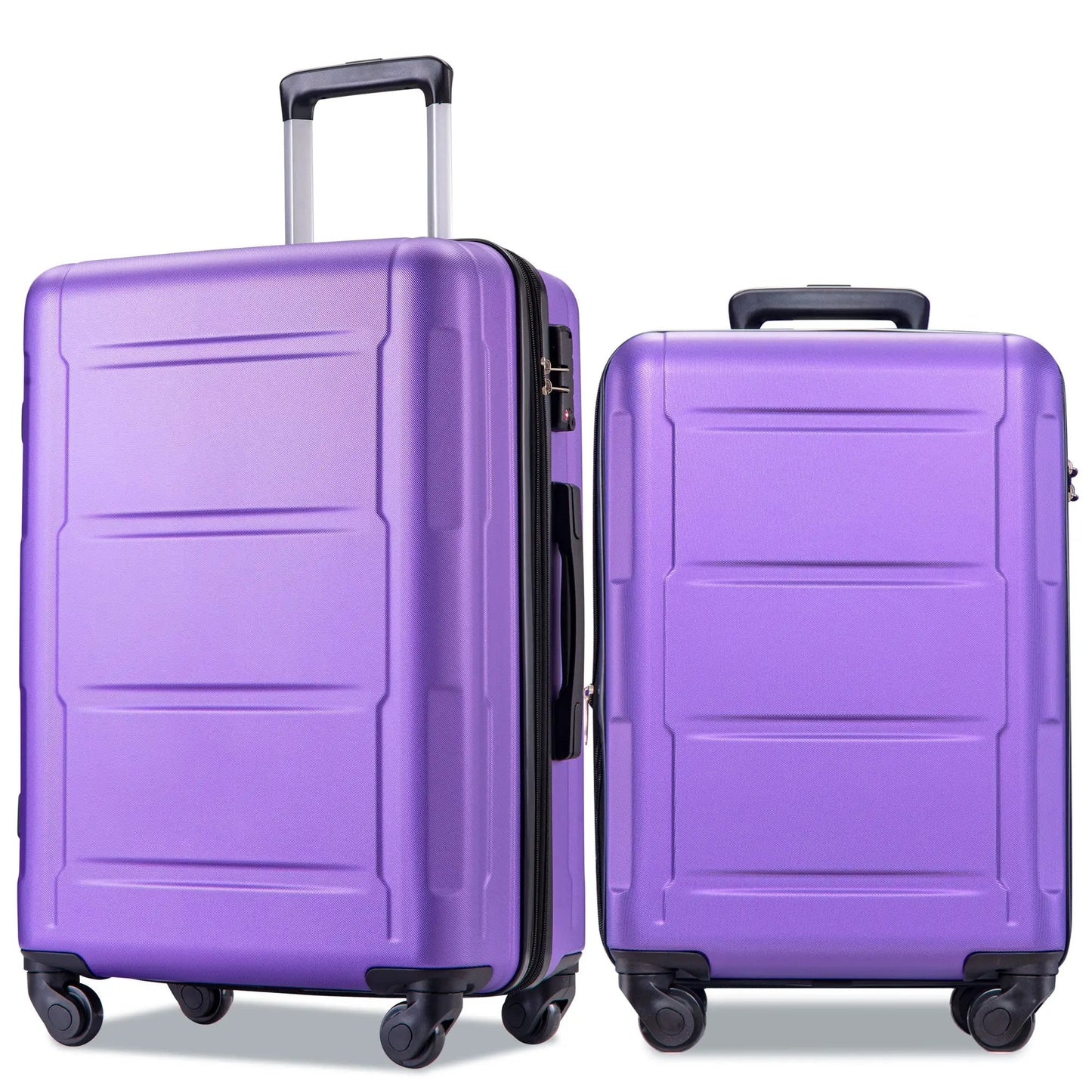 Expandable purple spinner luggage set 20 and 24 inch with wheels and telescoping handles on Tampa Home & Garden Store
