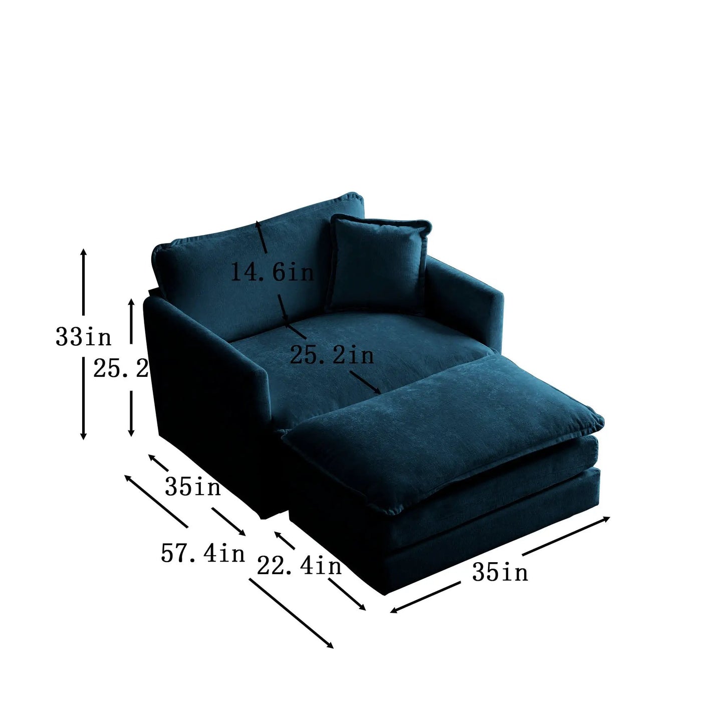 Blue chenille armchair with ottoman in modern design, velvet upholstery VIP Digital Presence on Tampa Home & Garden Store