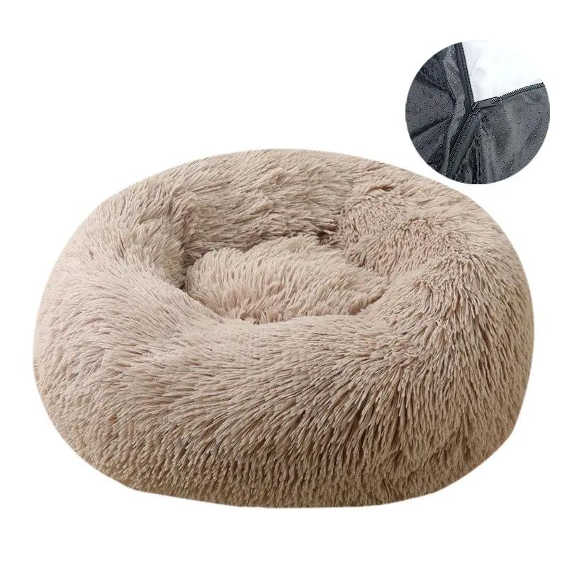 Lit pour chien, lit rond en peluche amovible et lavable pour animaux, lit pour chat, fournitures chaudes pour animaux, lit pour chien, lit pour animal, tapis pour animal