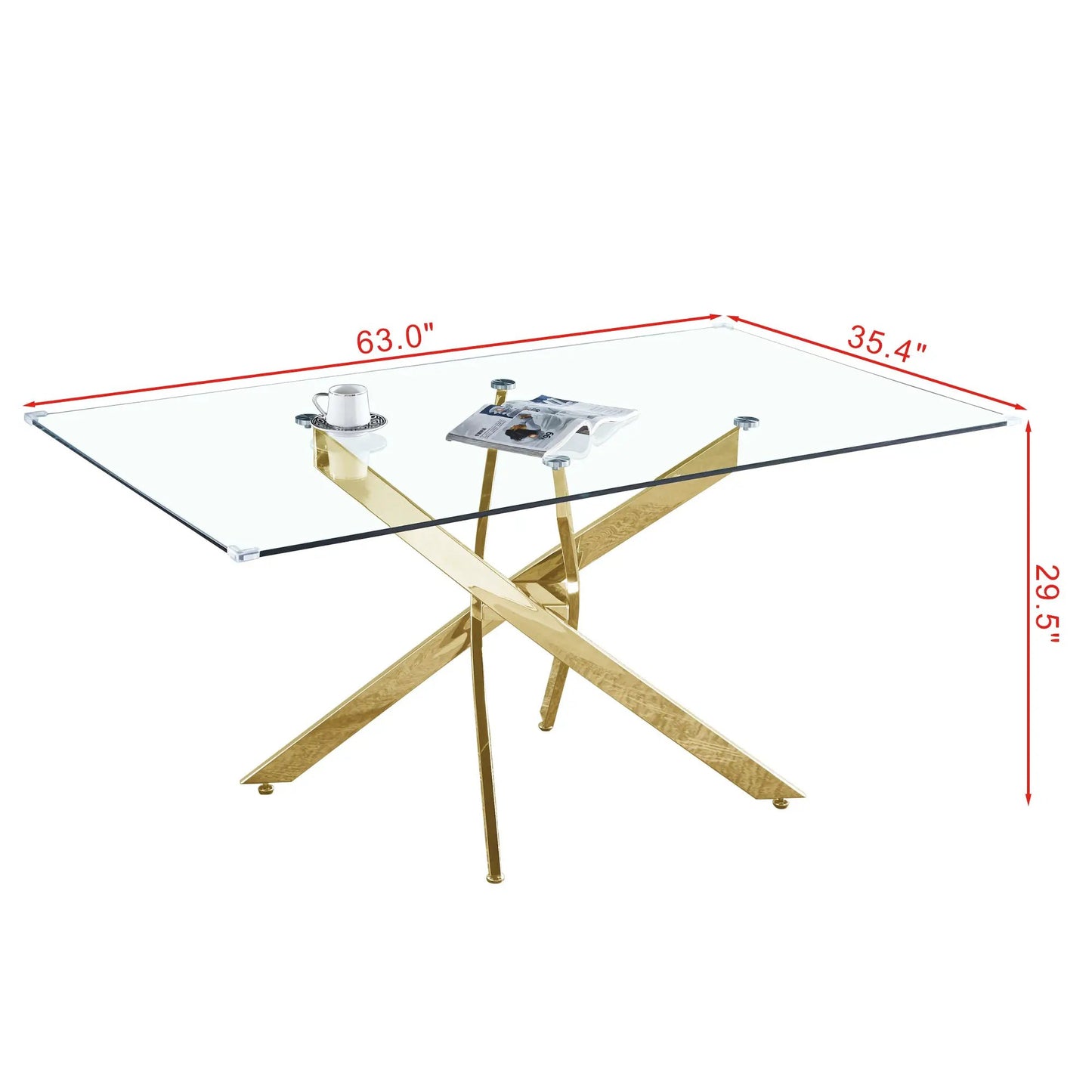 Mesa de comedor rectangular de cristal templado, diseño interior de comedor moderno, para 6 personas