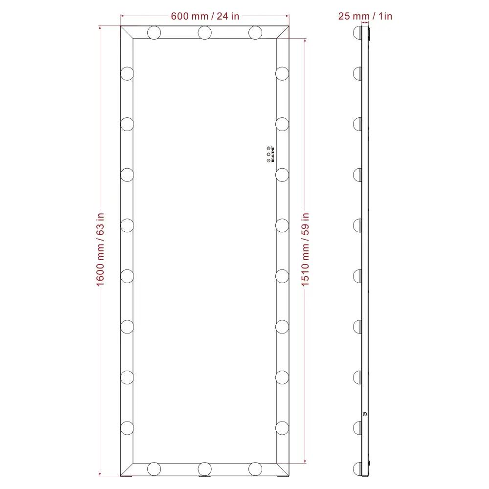 Hollywood Full Length Mirror With Lights 3 Modes
