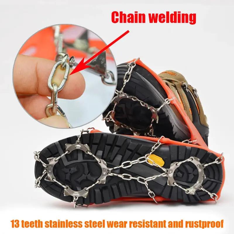 Outdoor ice cleats 13-teeth stainless steel crampons with chain bindings for winter traction on Tampa Home & Garden Store