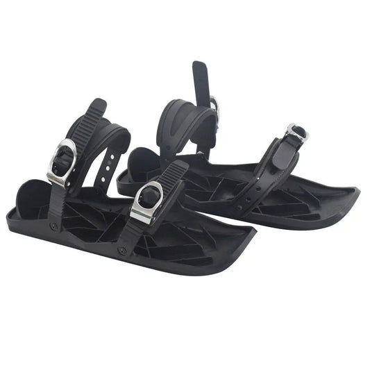Ski and Skate Hybrid Mini Sled with Bindings pair, black plastic foot sleds on Tampa Home & Garden Store