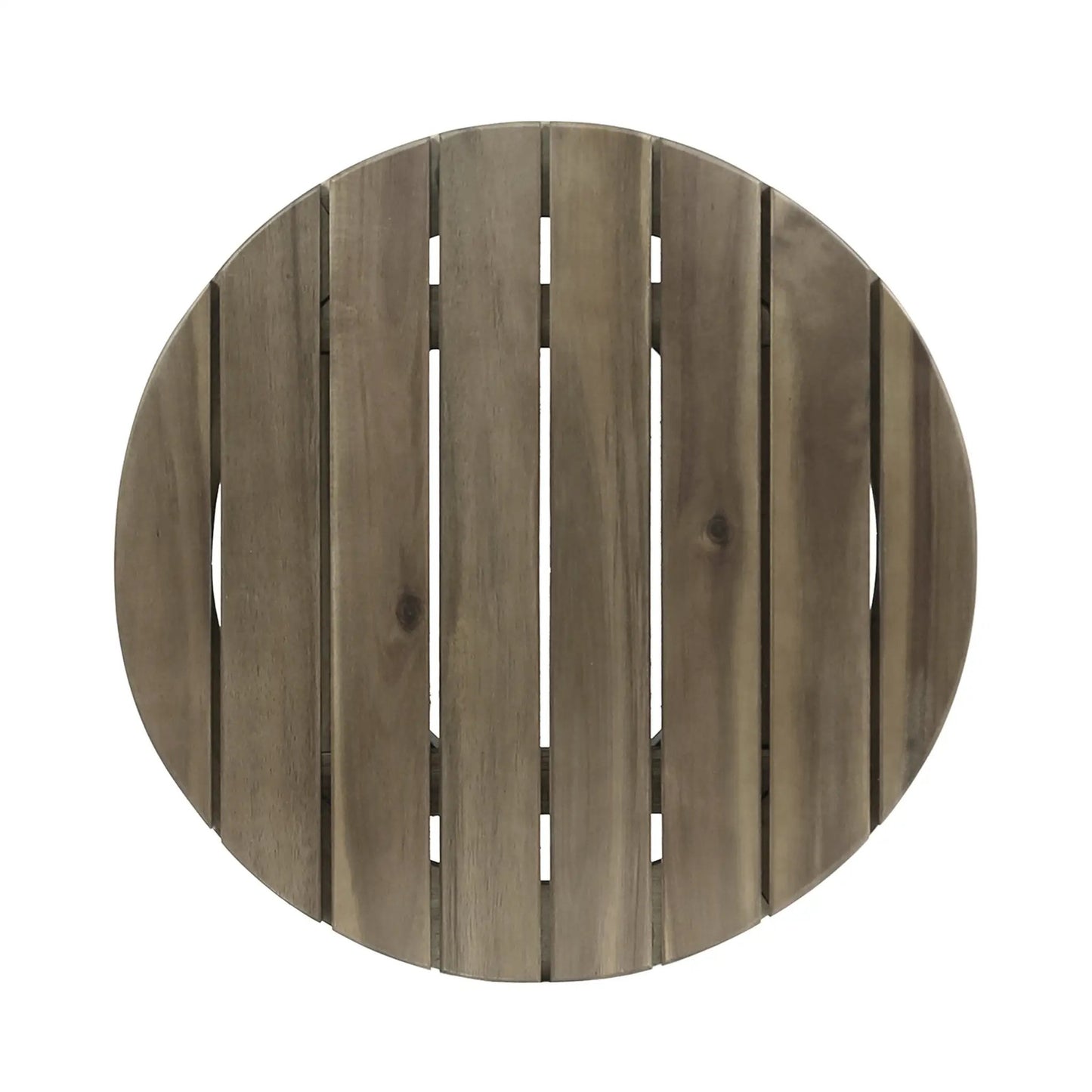 Mesa auxiliar de exterior de madera de acacia de 40 cm, acabado gris